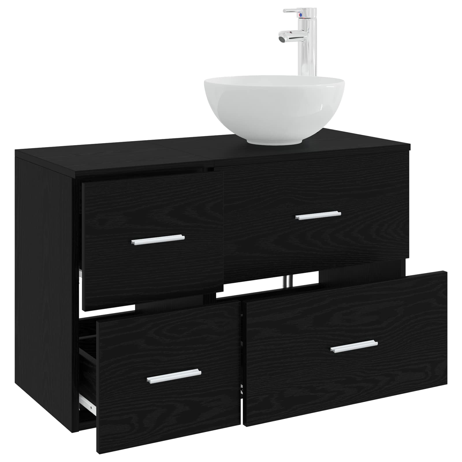 Badezimmermöbel-Set 2 stk. Schwarze Eiche Holzwerkstoff