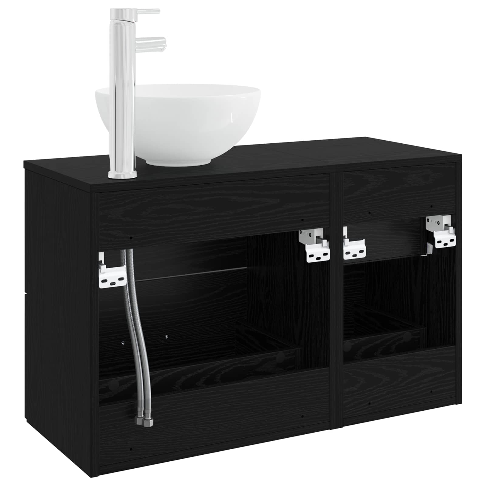 Badezimmermöbel-Set 2 stk. Schwarze Eiche Holzwerkstoff