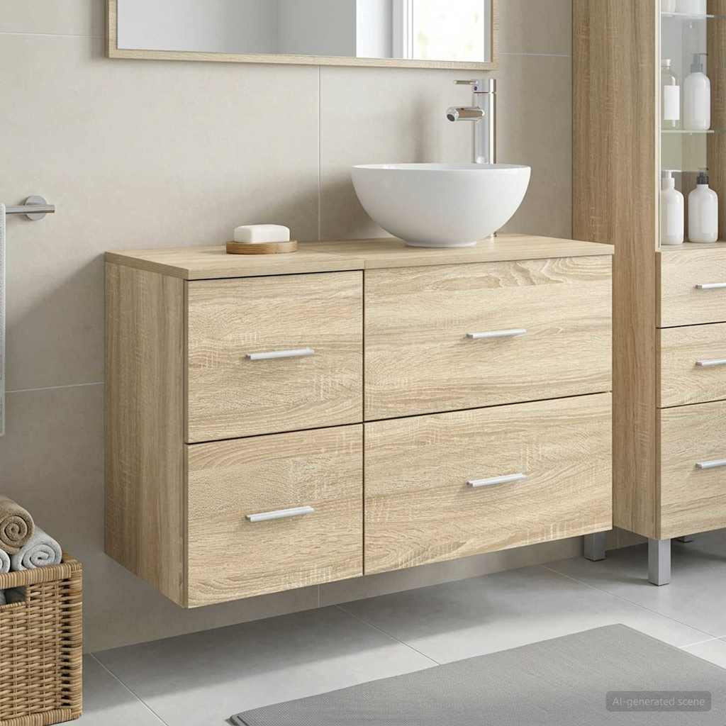 Badezimmermöbel-Set 2 stk. Sonoma-Eiche Holzwerkstoff