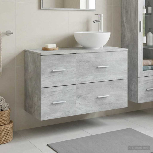 Badezimmermöbel-Set 2 Stk. Betongrau Holzwerkstoff