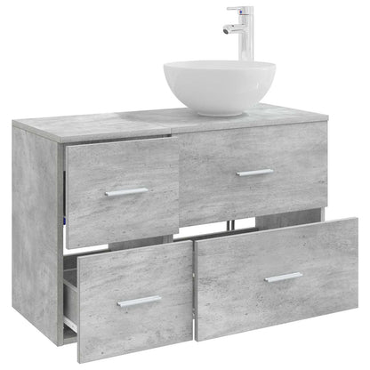 Badezimmermöbel-Set 2 stk. Betongrau Holzwerkstoff