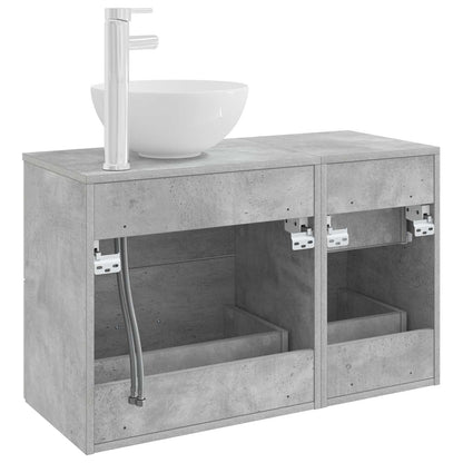 Badezimmermöbel-Set 2 stk. Betongrau Holzwerkstoff