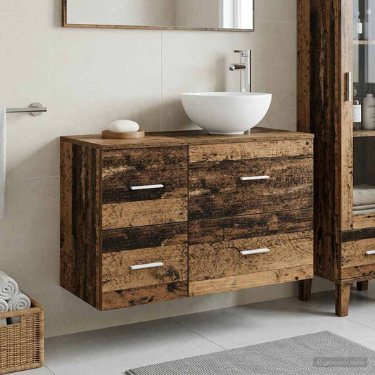 Badezimmermöbel-Set 2 Stk. Altholz Holzwerkstoff