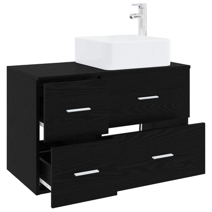 Badezimmermöbel-Set 2 stk. Schwarz Eichen-Optik