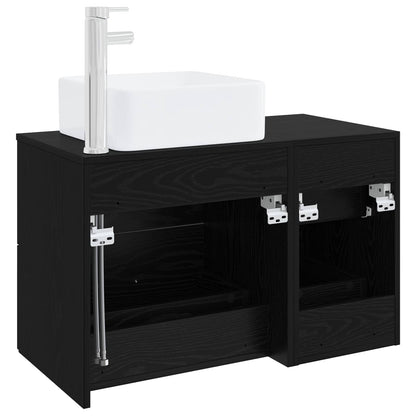 Badezimmermöbel-Set 2 stk. Schwarz Eichen-Optik