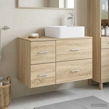 Badezimmermöbel-Set 2 stk. Sonoma-Eiche Holzwerkstoff