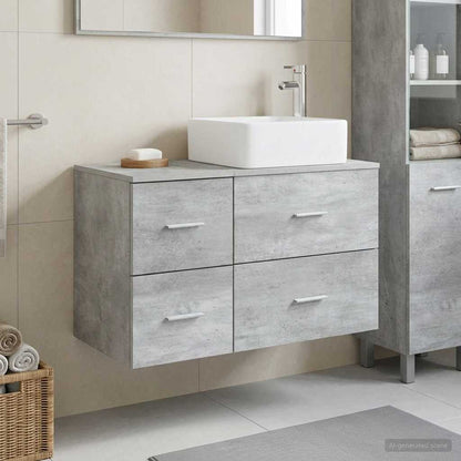 Badezimmermöbel-Set 2 stk. Betongrau Holzwerkstoff