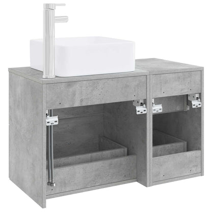 Badezimmermöbel-Set 2 stk. Betongrau Holzwerkstoff