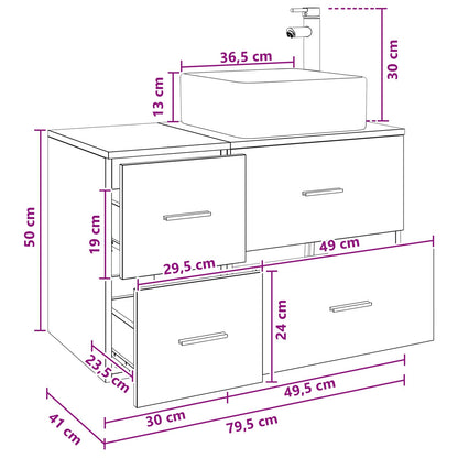 Badezimmermöbel-Set 2 stk. Betongrau Holzwerkstoff