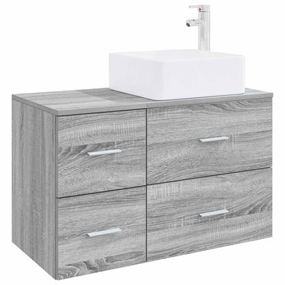 Badezimmermöbel-Set 2 stk. Grau Sonoma Holzwerkstoff