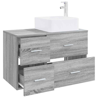 Badezimmermöbel-Set 2 stk. Grau Sonoma Holzwerkstoff
