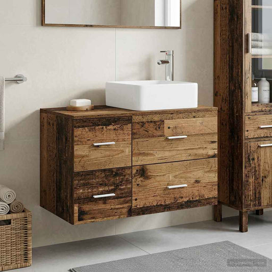 Badezimmermöbel-Set 2 Stk. Altholz Holzwerkstoff