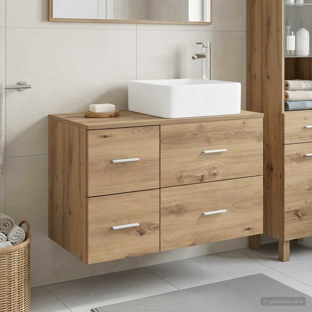 Badezimmermöbel-Set 2 stk. Artisan-Eiche Holzwerkstoff
