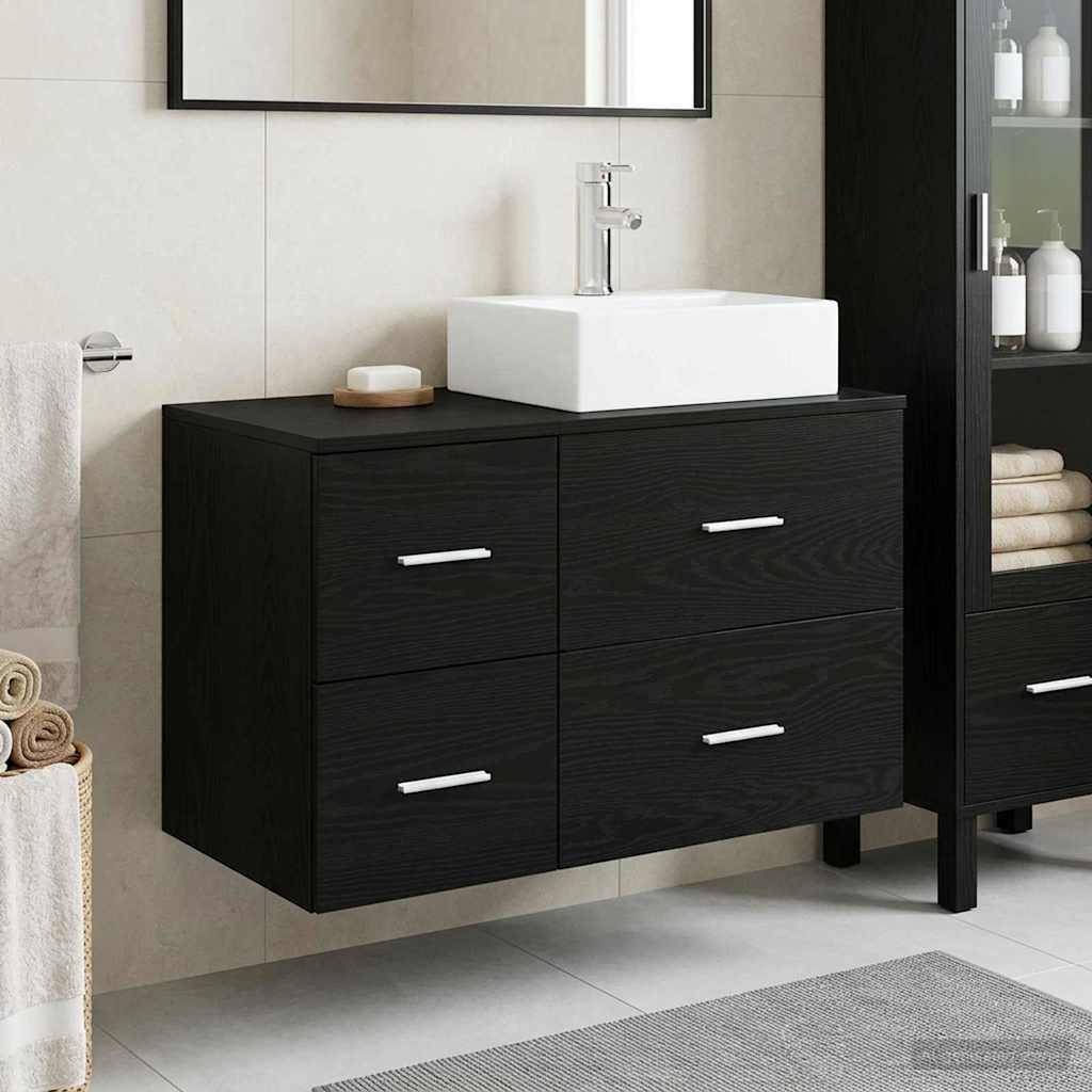Badezimmermöbel-Set 2 stk. Schwarze Eiche Holzwerkstoff