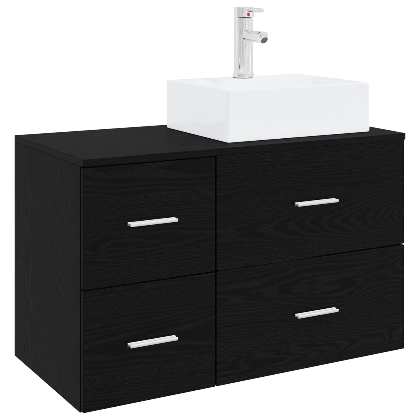 Badezimmermöbel-Set 2 stk. Schwarze Eiche Holzwerkstoff