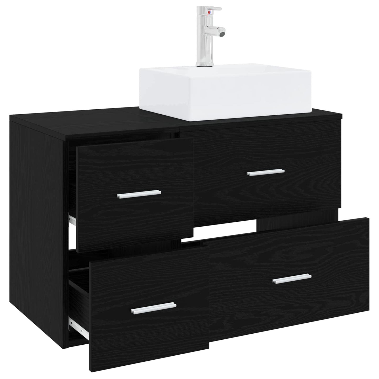 Badezimmermöbel-Set 2 stk. Schwarze Eiche Holzwerkstoff