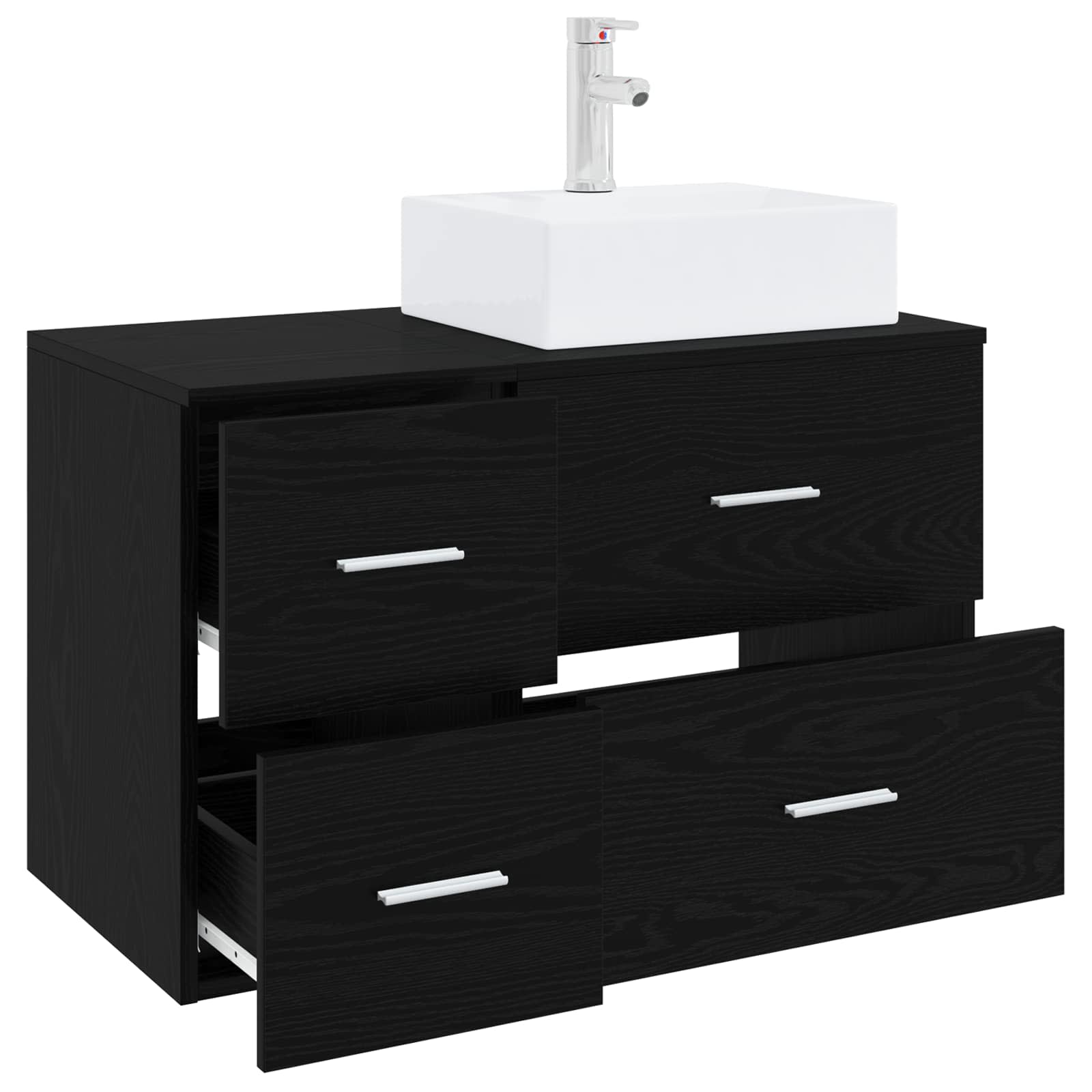 Badezimmermöbel-Set 2 stk. Schwarze Eiche Holzwerkstoff