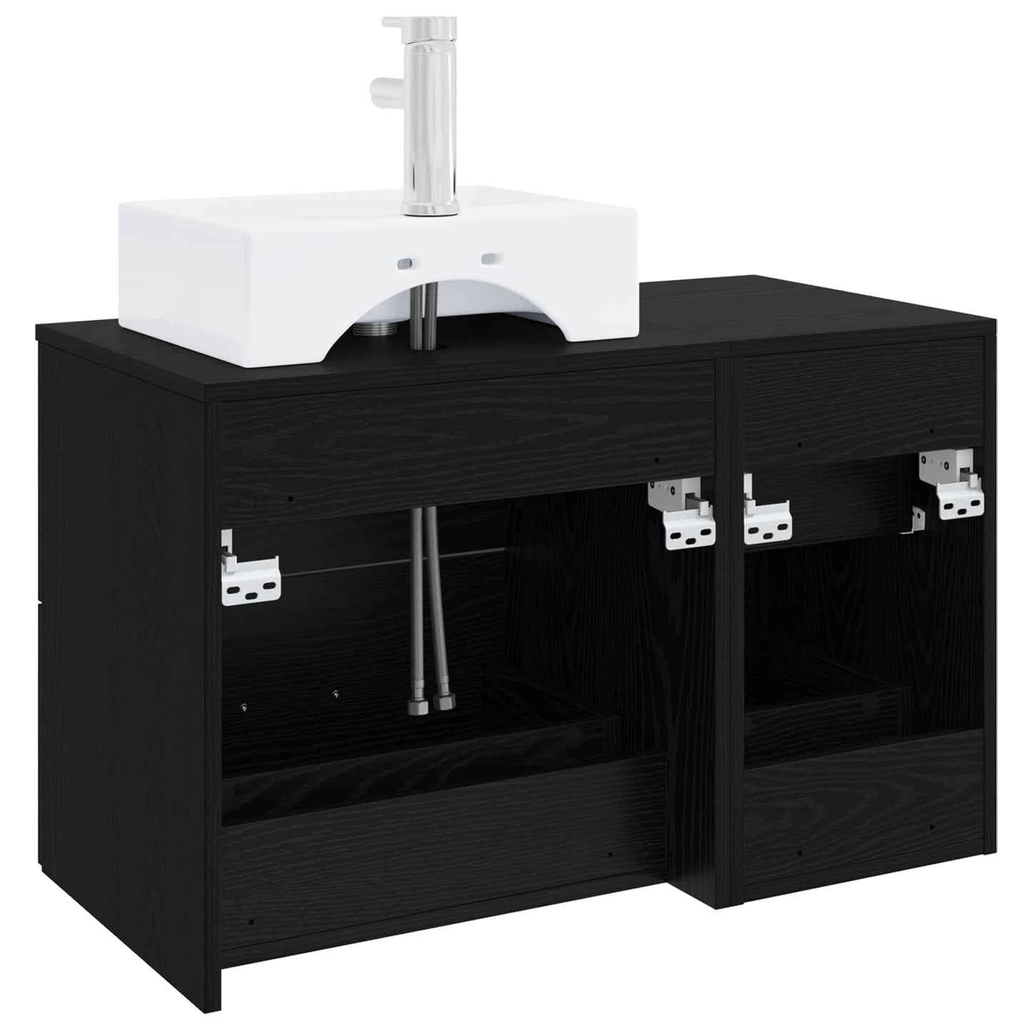 Badezimmermöbel-Set 2 stk. Schwarze Eiche Holzwerkstoff