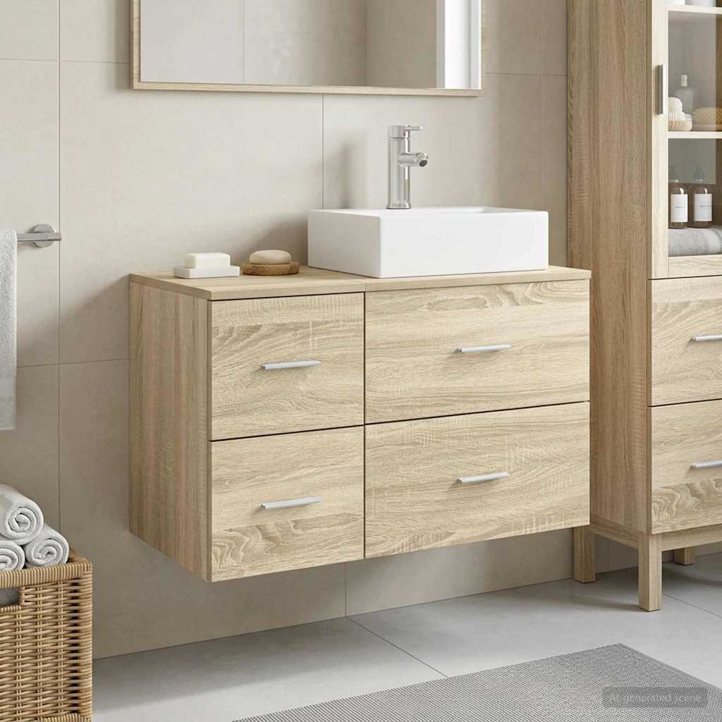 Badezimmermöbel-Set 2 stk. Sonoma-Eiche Holzwerkstoff