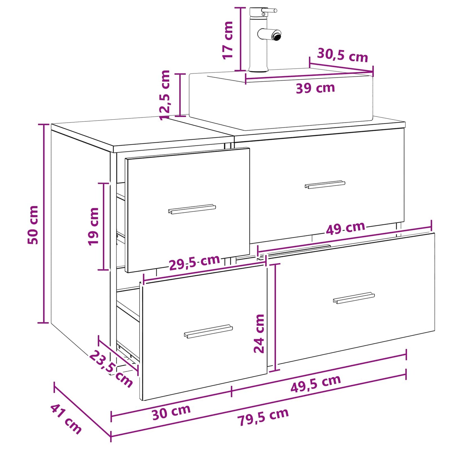 Badezimmermöbel-Set 2 stk. Sonoma-Eiche Holzwerkstoff