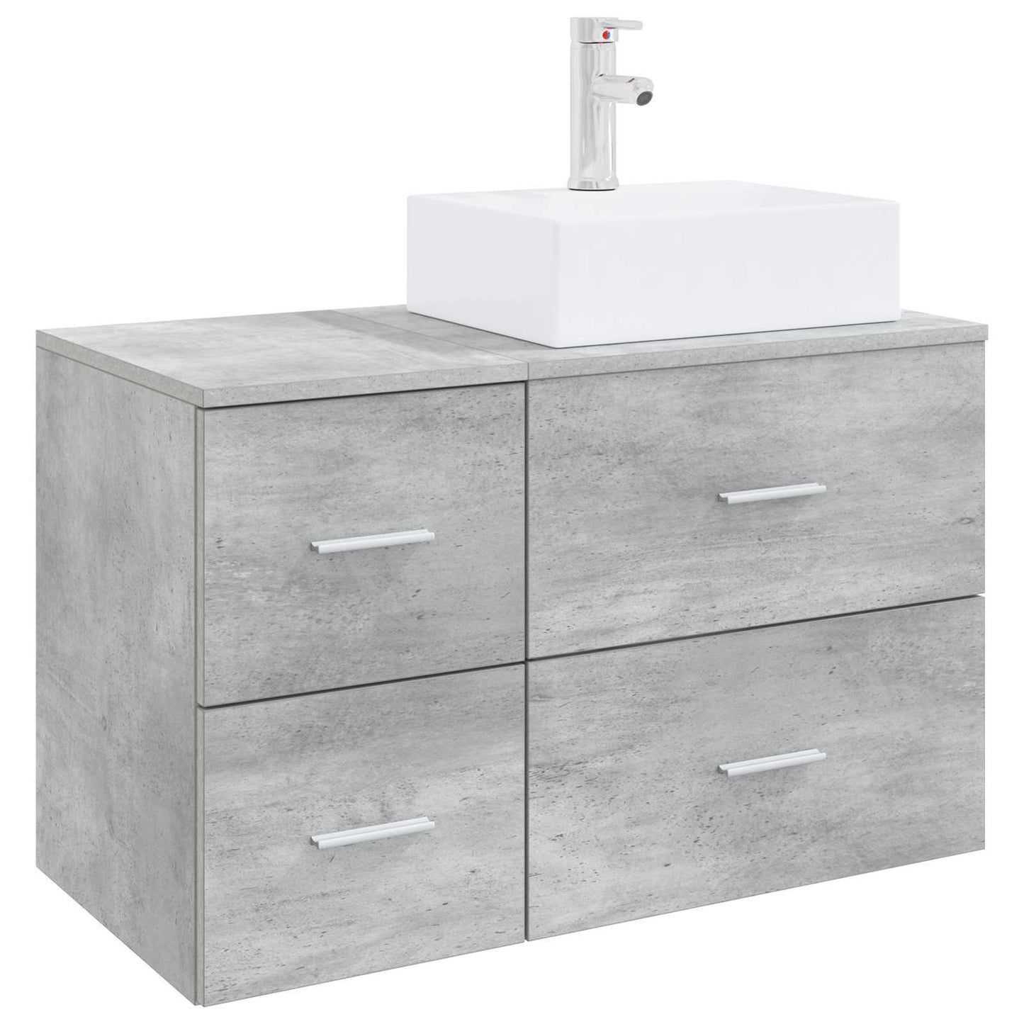 Badezimmermöbel-Set 2 stk. Betongrau Holzwerkstoff