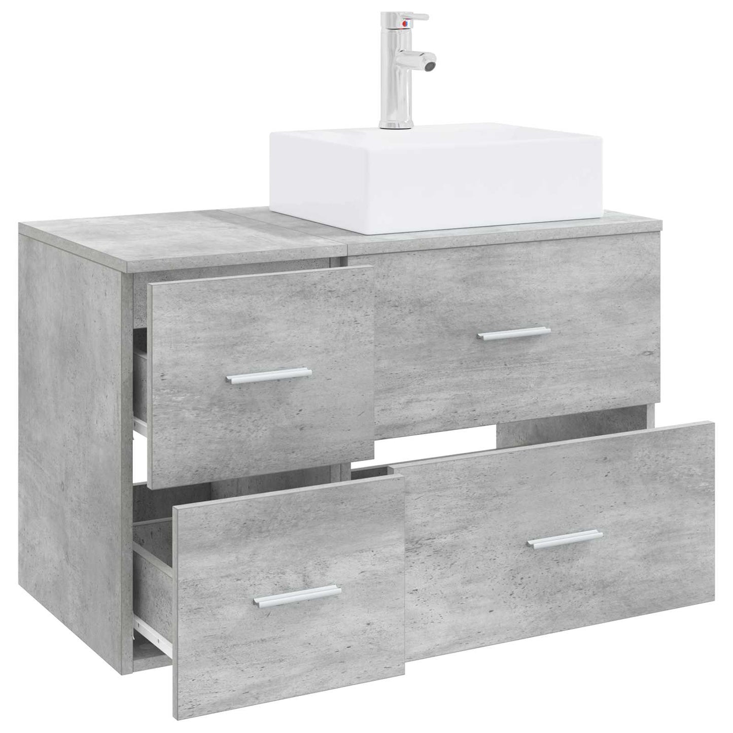 Badezimmermöbel-Set 2 stk. Betongrau Holzwerkstoff