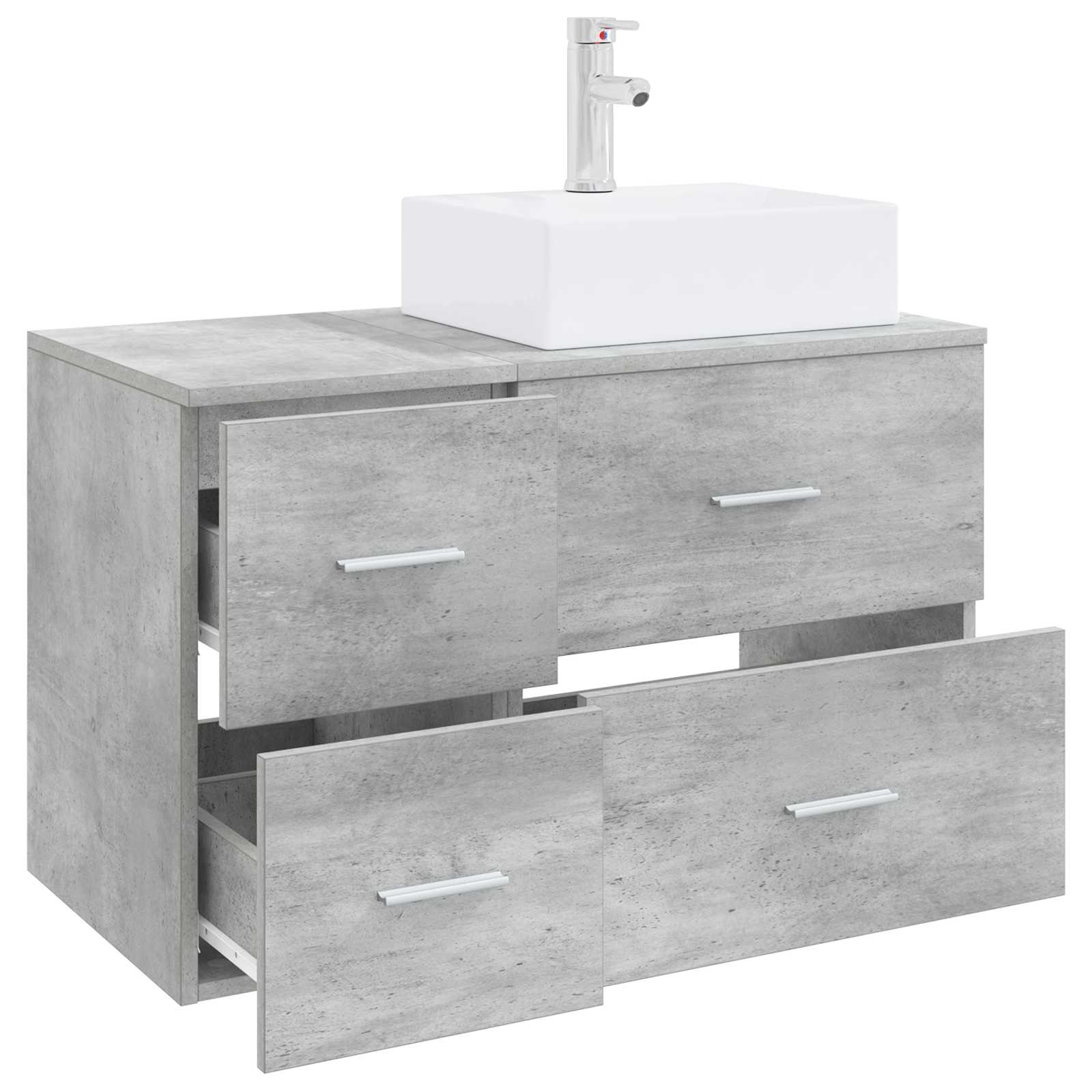 Badezimmermöbel-Set 2 stk. Betongrau Holzwerkstoff