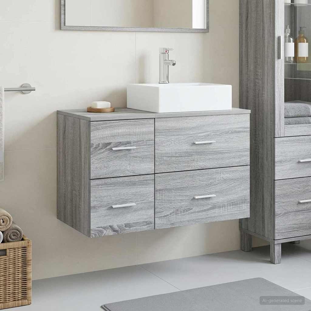 Badezimmermöbel-Set 2 stk. Grau Sonoma Holzwerkstoff