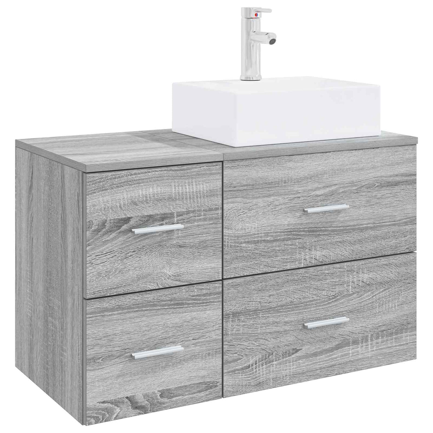 Badezimmermöbel-Set 2 stk. Grau Sonoma Holzwerkstoff