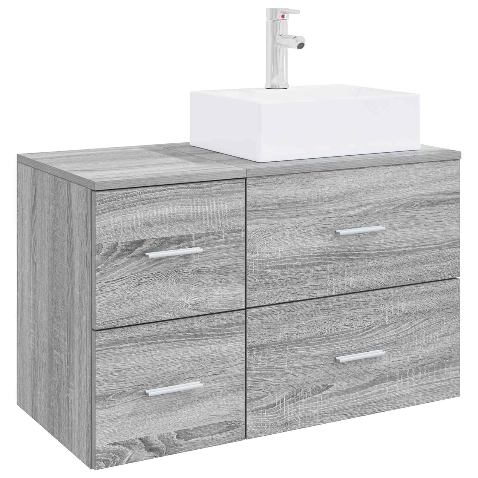 Badezimmermöbel-Set 2 stk. Grau Sonoma Holzwerkstoff
