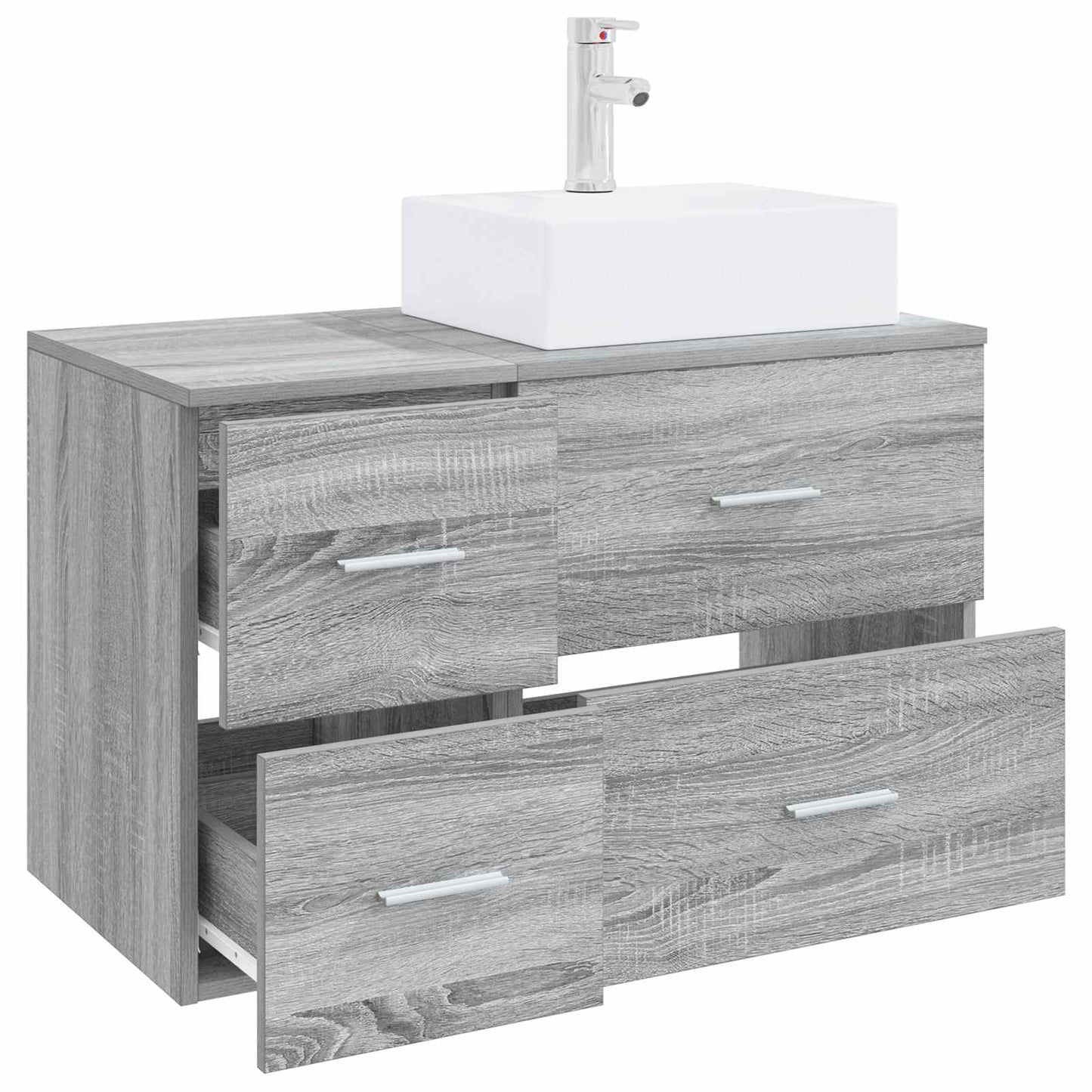 Badezimmermöbel-Set 2 stk. Grau Sonoma Holzwerkstoff