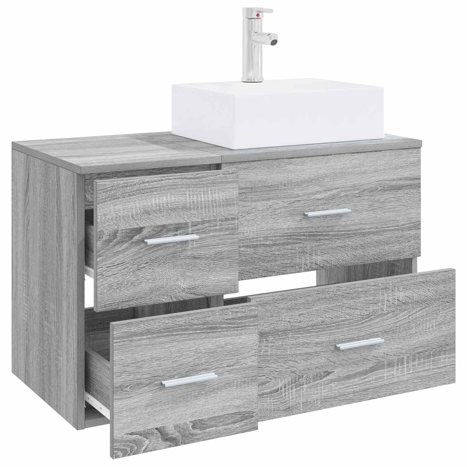 Badezimmermöbel-Set 2 stk. Grau Sonoma Holzwerkstoff