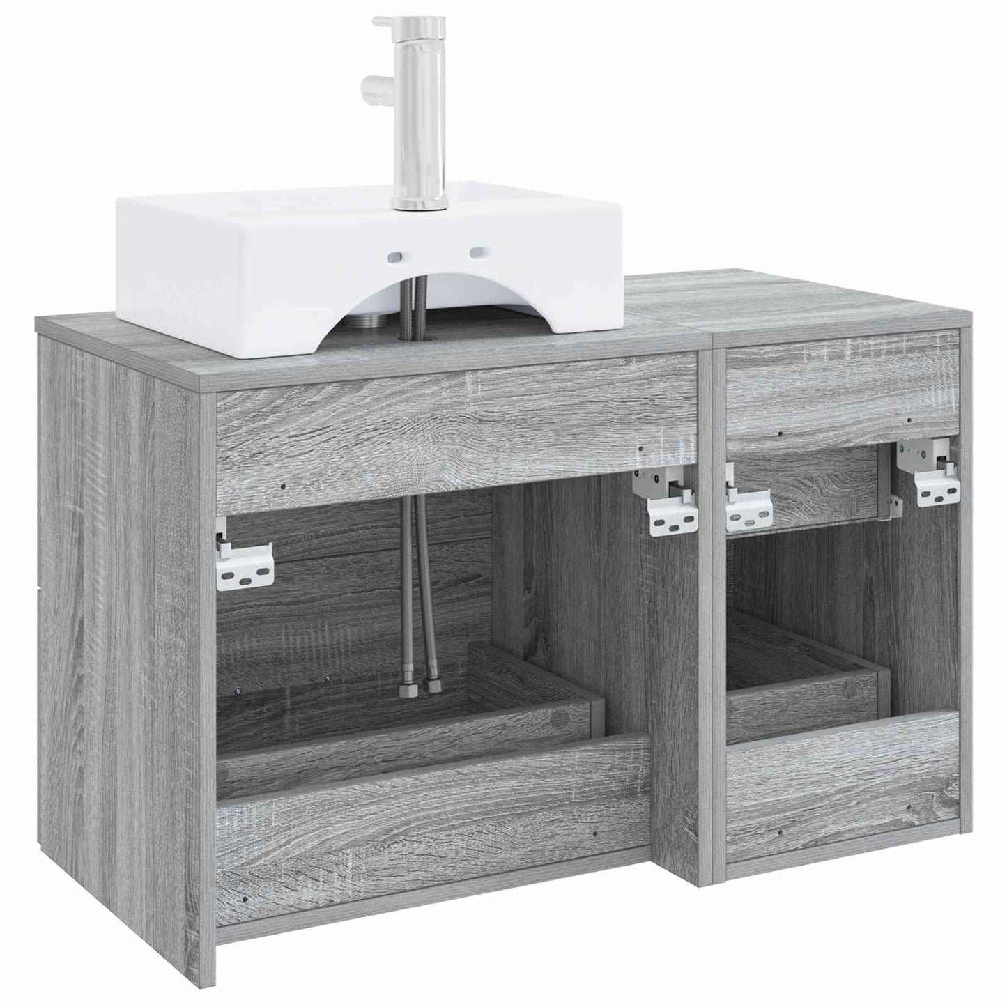 Badezimmermöbel-Set 2 stk. Grau Sonoma Holzwerkstoff