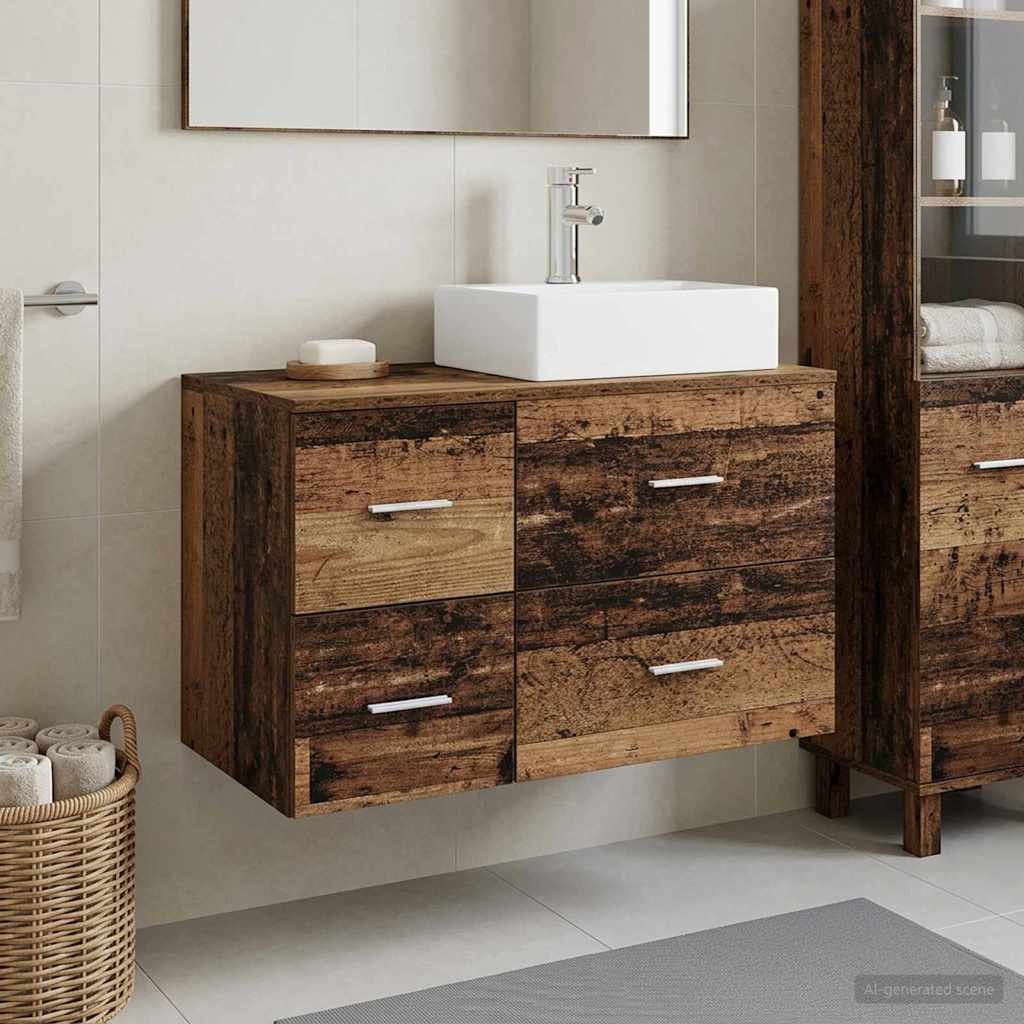 Badezimmermöbel-Set 2 stk. Altholz Holzwerkstoff
