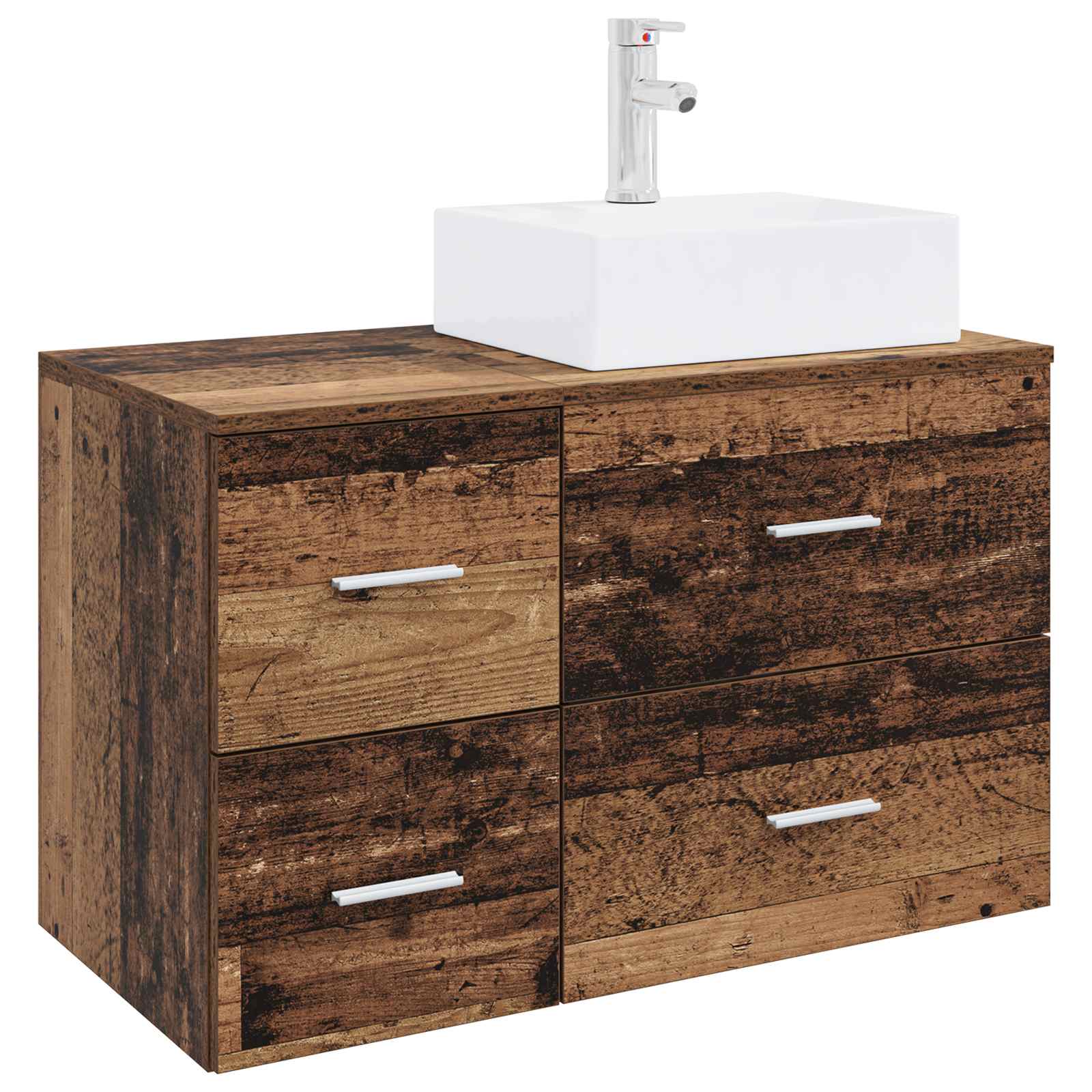 Badezimmermöbel-Set 2 stk. Altholz Holzwerkstoff