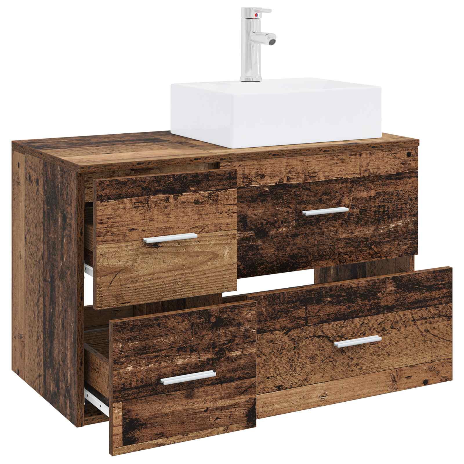 Badezimmermöbel-Set 2 stk. Altholz Holzwerkstoff