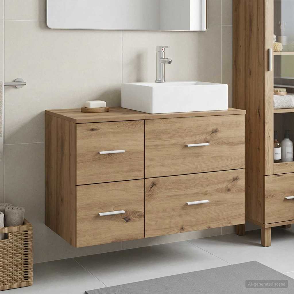 Badezimmermöbel-Set 2 Stk. Artisan-Eiche Holzwerkstoff