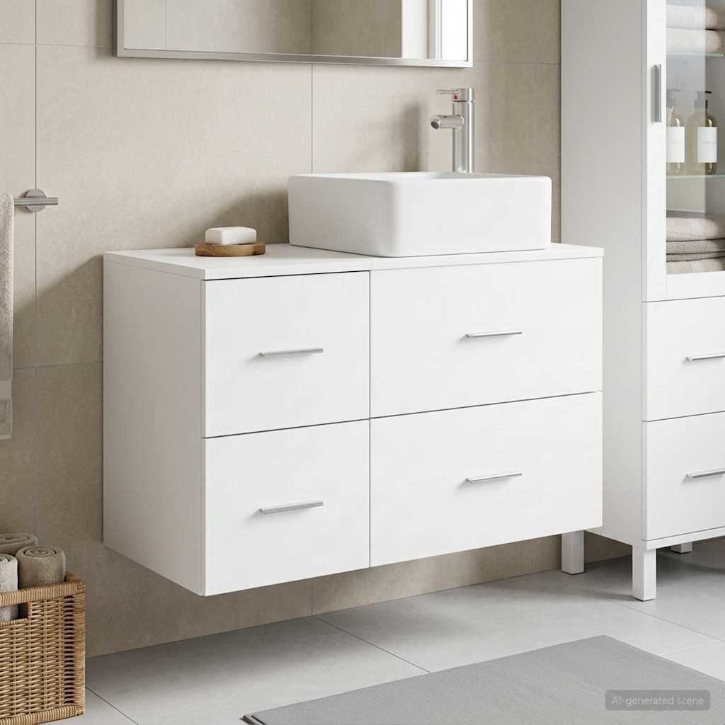Badezimmermöbel-Set 2 stk. Weiß Holzwerkstoff