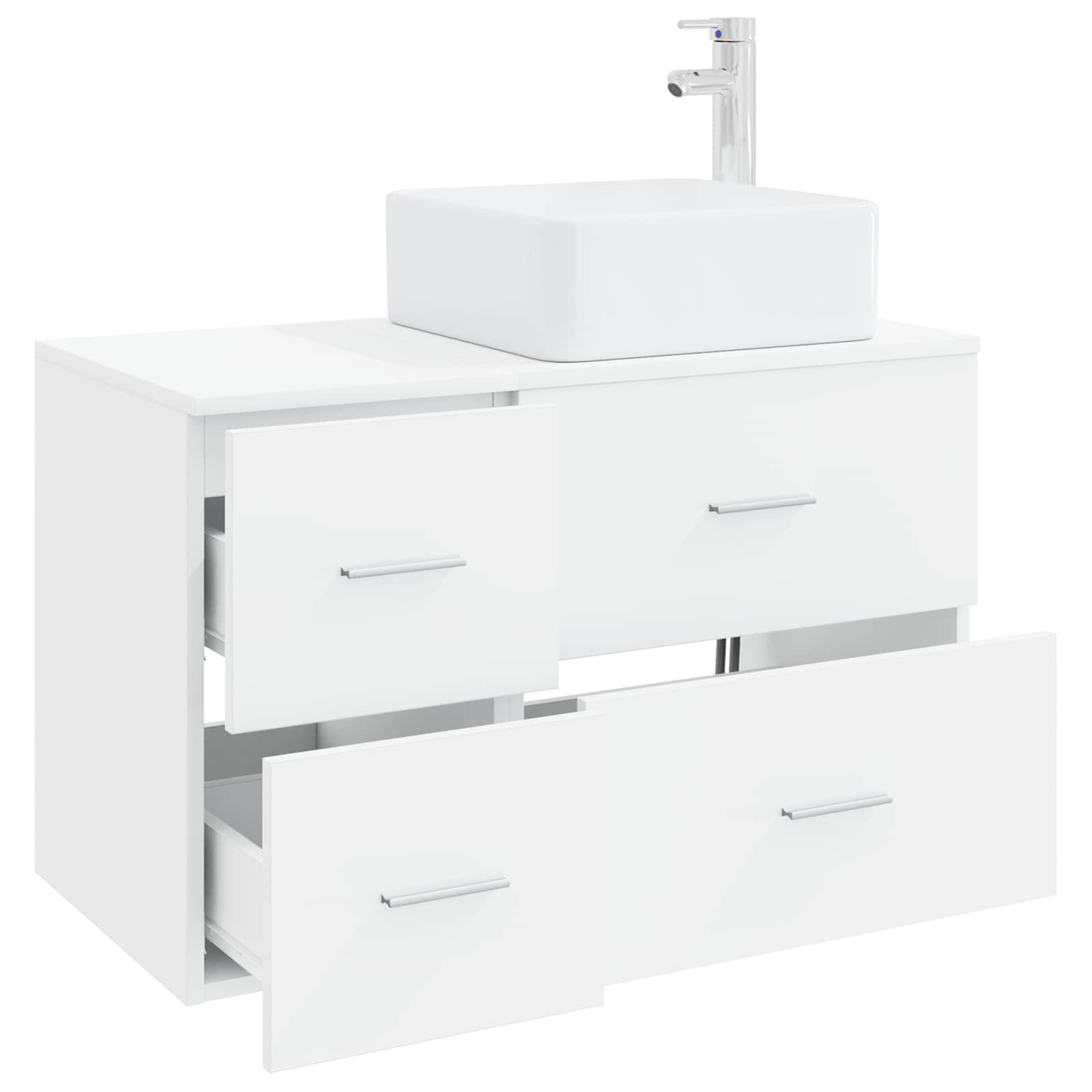 Badezimmermöbel-Set 2 stk. Weiß Holzwerkstoff