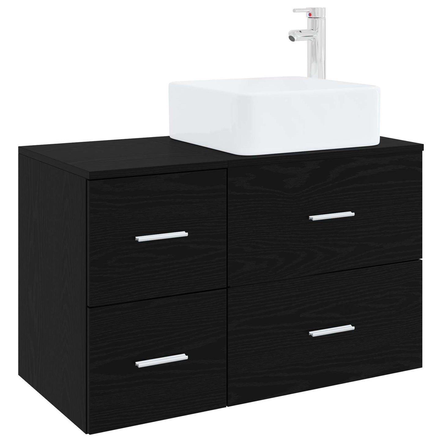 Badezimmermöbel-Set 2 stk. Schwarze Eiche Holzwerkstoff