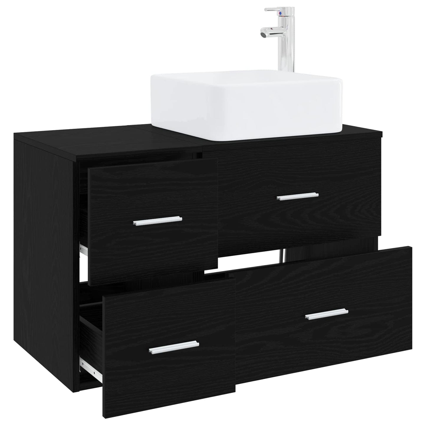 Badezimmermöbel-Set 2 stk. Schwarze Eiche Holzwerkstoff