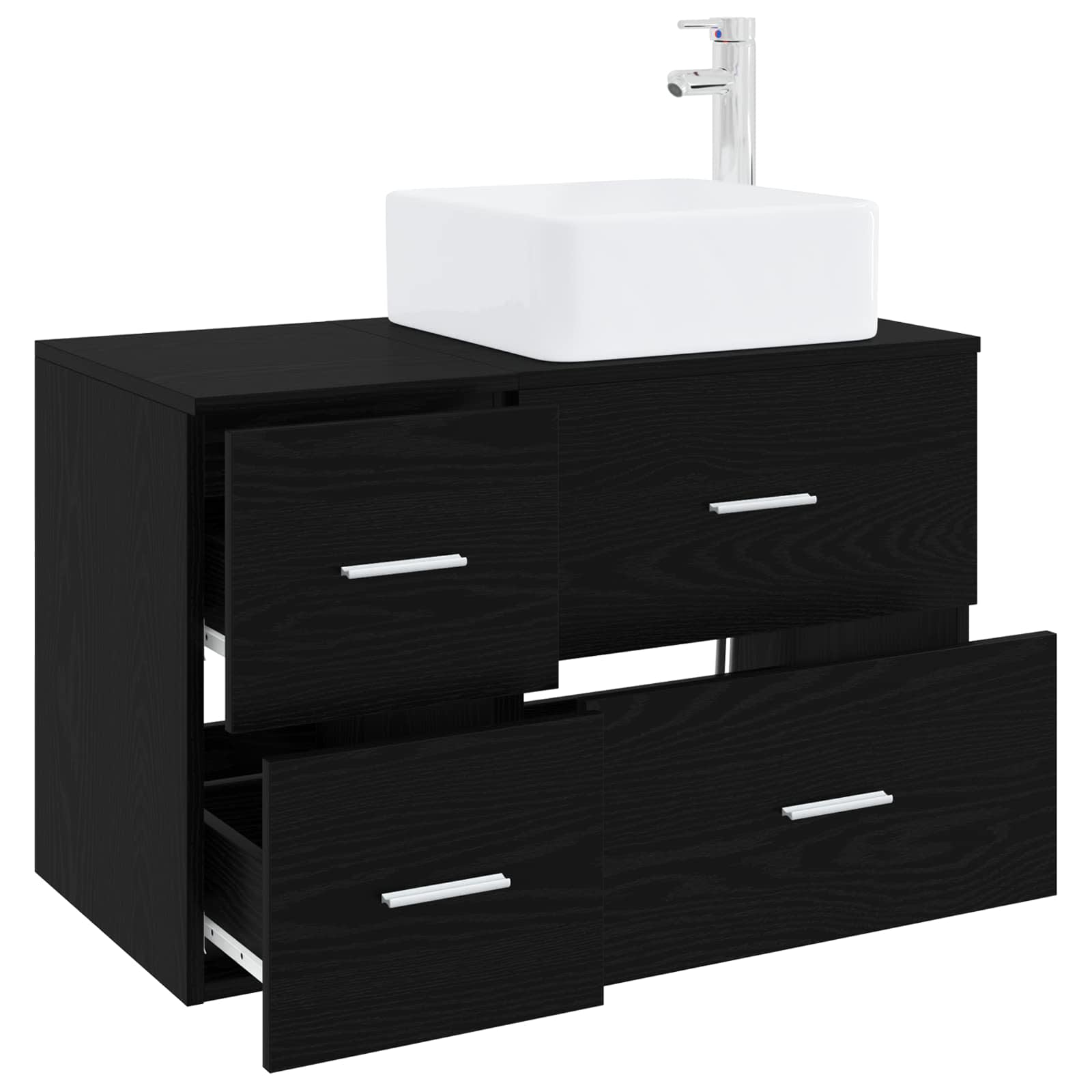 Badezimmermöbel-Set 2 stk. Schwarze Eiche Holzwerkstoff