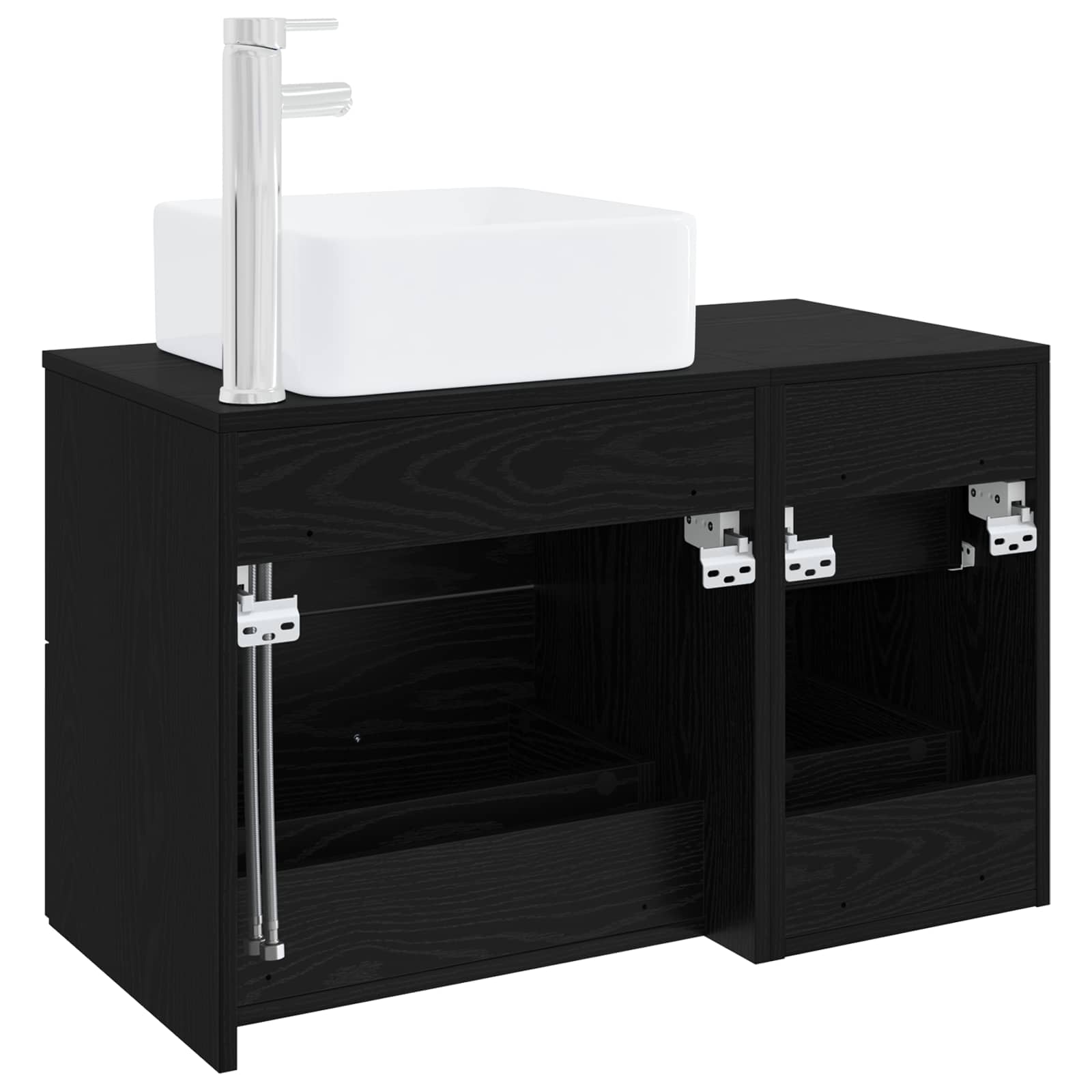 Badezimmermöbel-Set 2 stk. Schwarze Eiche Holzwerkstoff