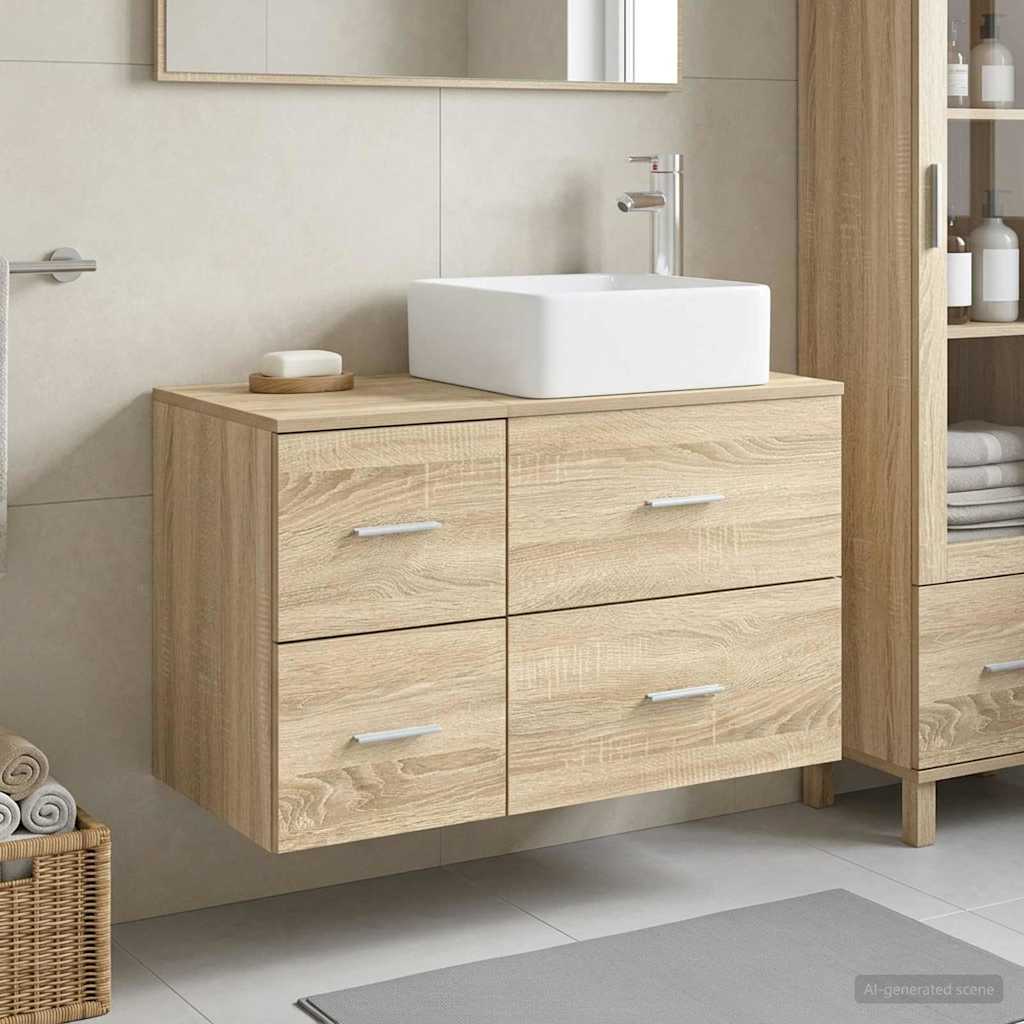 Badezimmermöbel-Set 2 stk. Sonoma-Eiche Holzwerkstoff