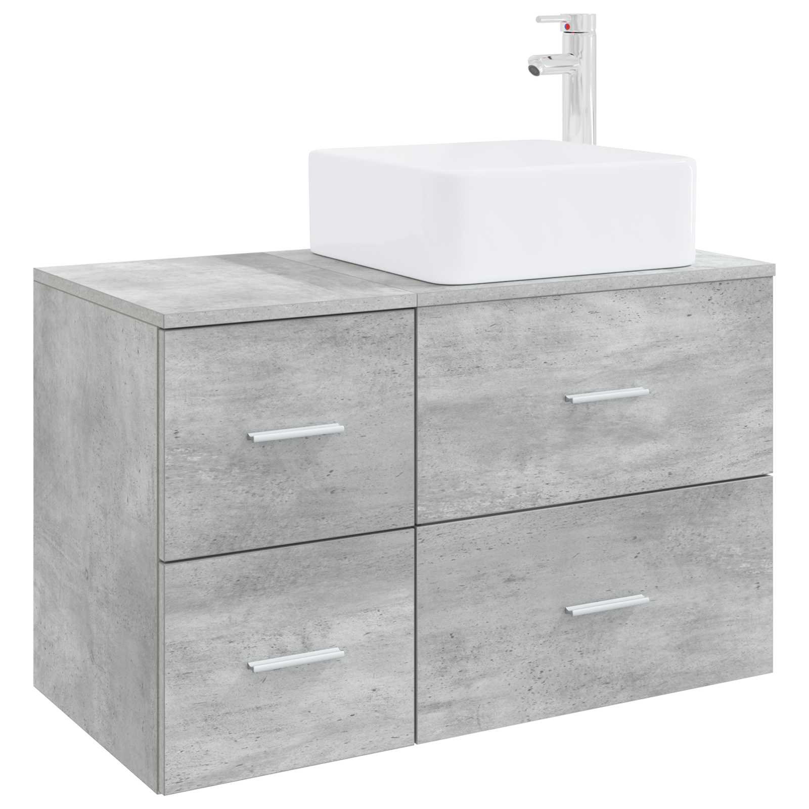 Badezimmermöbel-Set 2 stk. Betongrau Holzwerkstoff