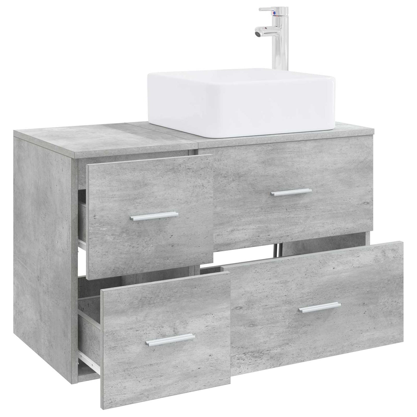 Badezimmermöbel-Set 2 stk. Betongrau Holzwerkstoff