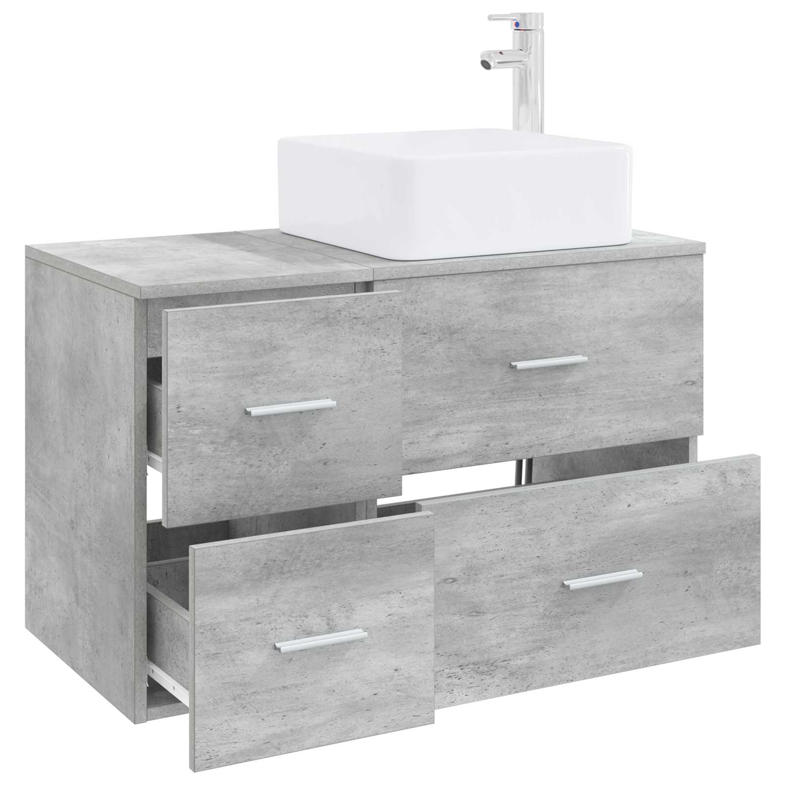 Badezimmermöbel-Set 2 stk. Betongrau Holzwerkstoff