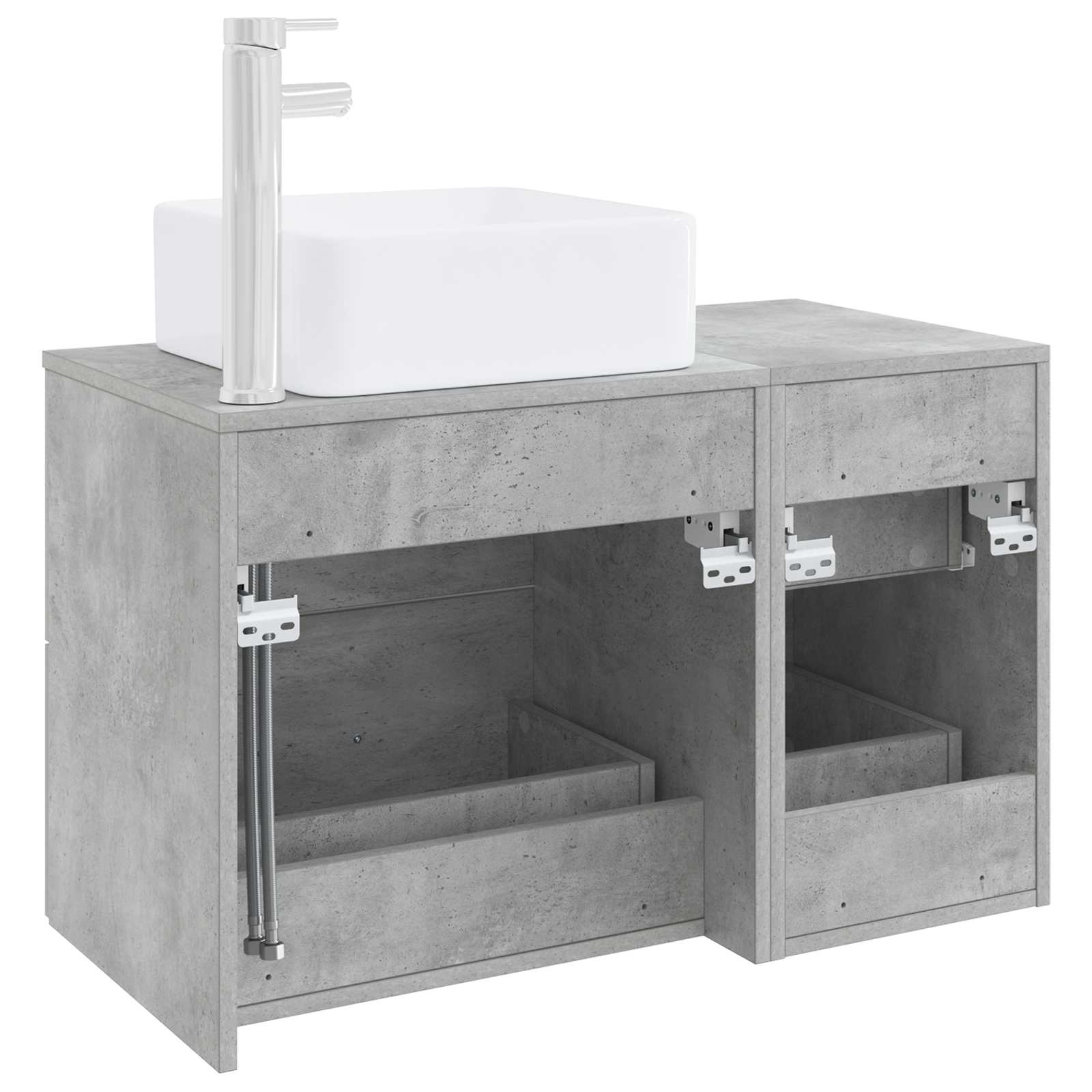 Badezimmermöbel-Set 2 stk. Betongrau Holzwerkstoff