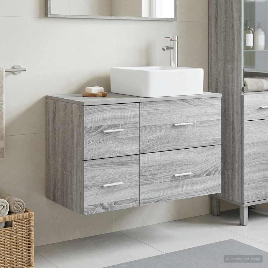 Badezimmermöbel-Set 2 stk. Grau Sonoma Holzwerkstoff