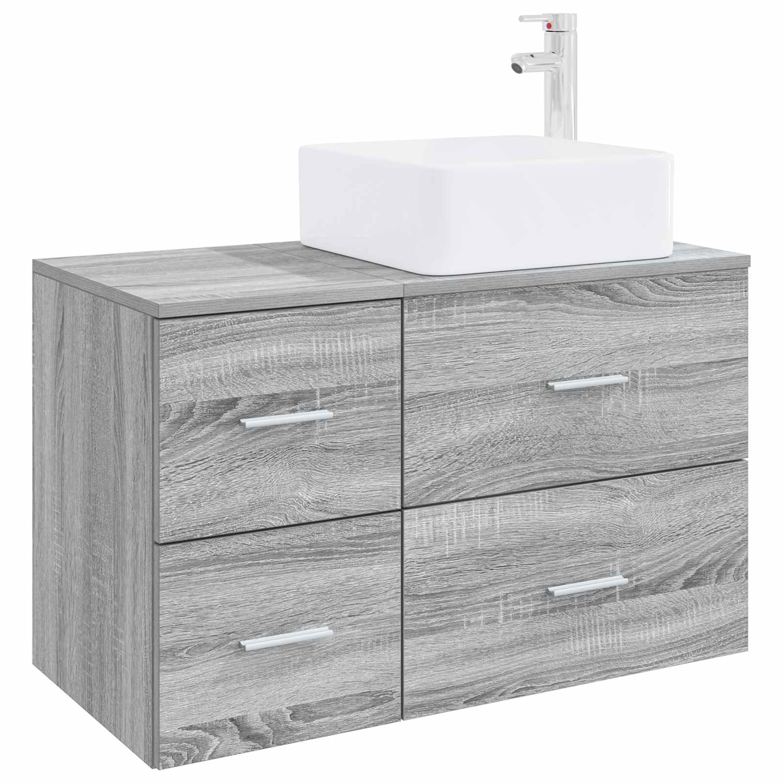 Badezimmermöbel-Set 2 stk. Grau Sonoma Holzwerkstoff